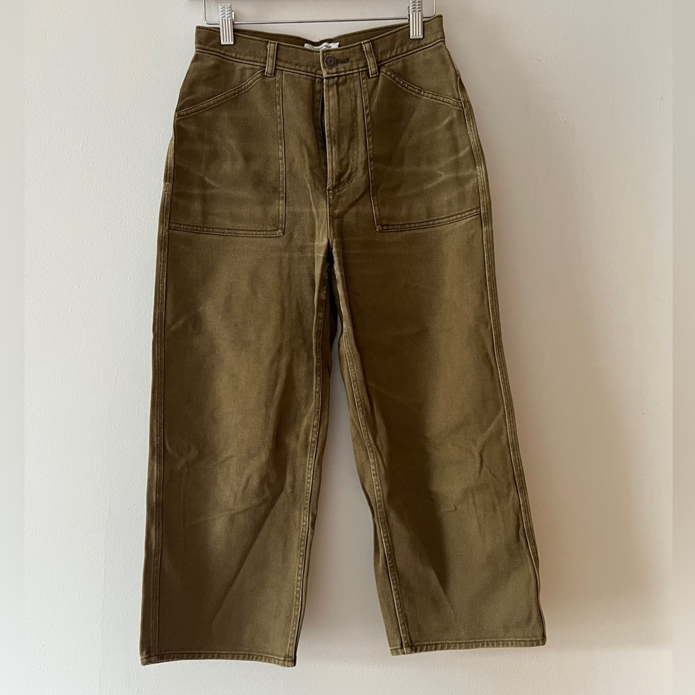 & Other Stories Khaki/Dusty Olive Green Cotton Pants